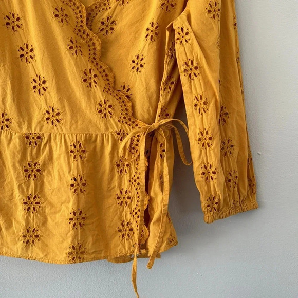 Madewell Scalloped Eyelet Wrap Top - Picture 3 of 5